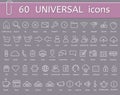Universal icons set, vector flat white outline web and app basic symbols Royalty Free Stock Photo